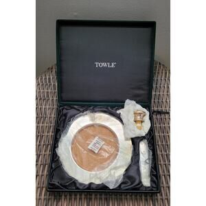 Towle Silversmiths Silver Plated 3 Piece Barware Wine Gift Set With Velvet Box